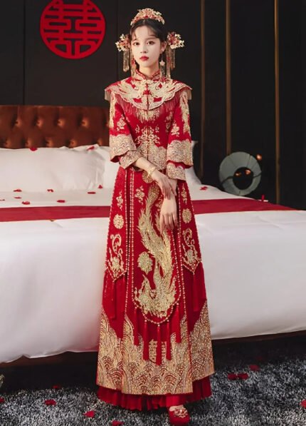 Red phoenix Qipao dress