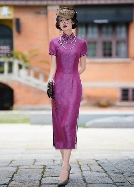 Silk long Cheongsam dress
